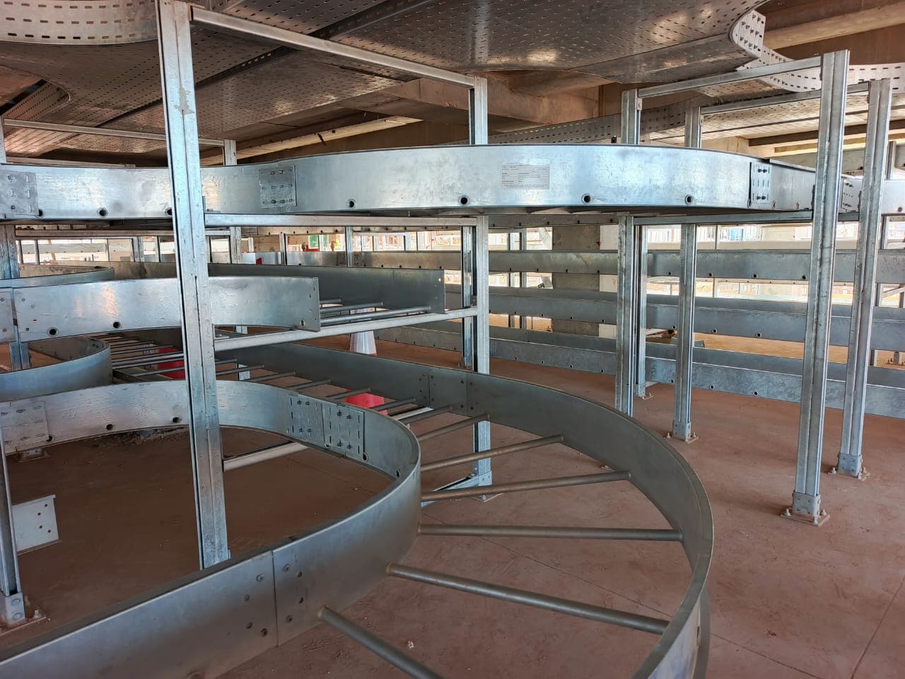 Ducting and extraction arm installation connected to grinding machinery